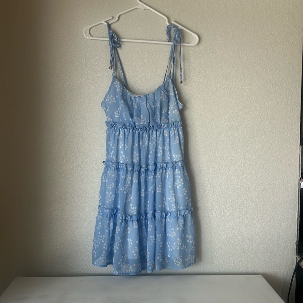 Rue 21 Blue Floral Ruffle Dress Women's Small